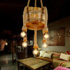 Drum Shape Chandeliers Five-light Retro Style Wood Beige Lights - Rebooters