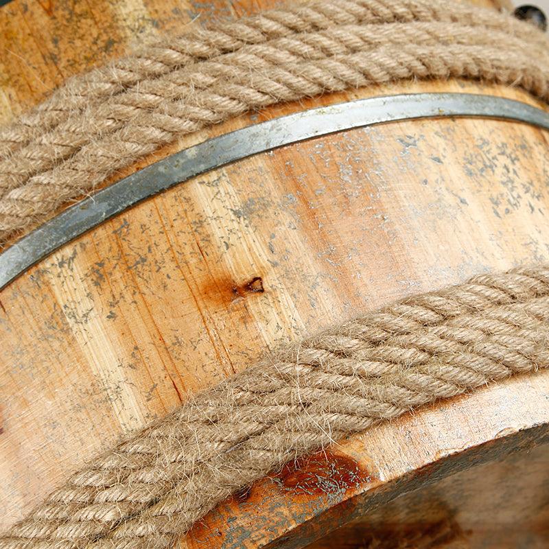 Drum Shape Chandeliers Five-light Retro Style Wood Beige Lights - Rebooters