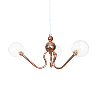 3-Light Clear Amber Glass Hanging Chandelier Copper Light - Rebooters