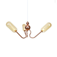 3-Light Clear Amber Glass Hanging Chandelier Copper Light - Rebooters