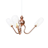 3-Light Clear Amber Glass Hanging Chandelier Copper Light - Rebooters