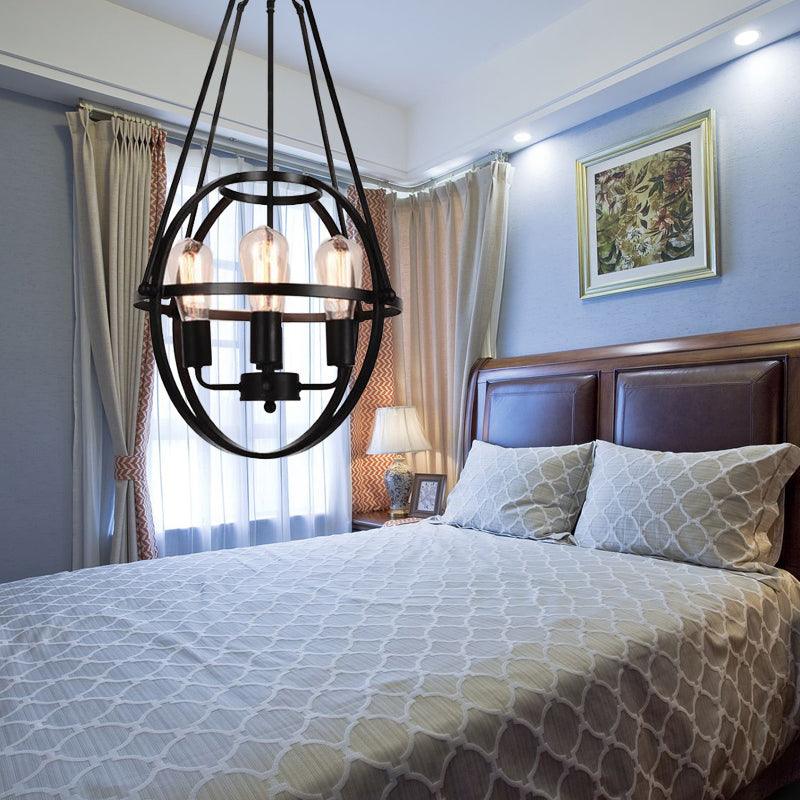 4 Heads Global Chandelier Lighting Cage Shade Black Lamp - Rebooters