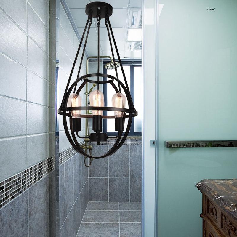 4 Heads Global Chandelier Lighting Cage Shade Black Lamp - Rebooters