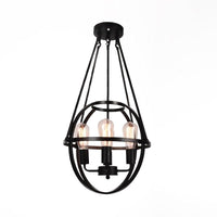 4 Heads Global Chandelier Lighting Cage Shade Black Lamp - Rebooters