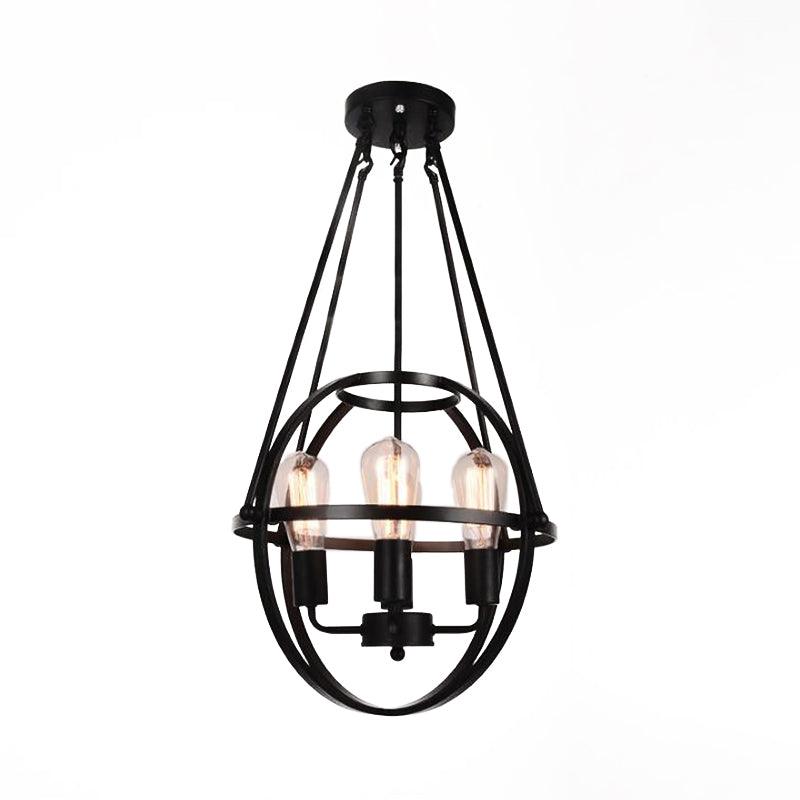 4 Heads Global Chandelier Lighting Cage Shade Black Lamp - Rebooters