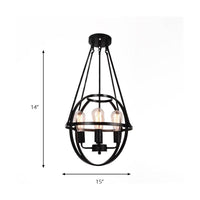 4 Heads Global Chandelier Lighting Cage Shade Black Lamp - Rebooters