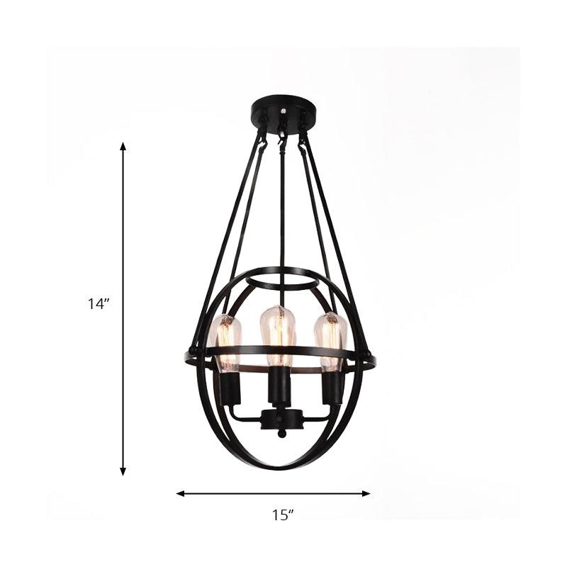 4 Heads Global Chandelier Lighting Cage Shade Black Lamp - Rebooters