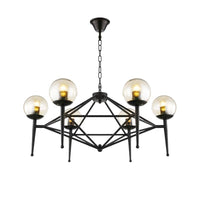 6/8-Bulb Ceiling Lamp with Globe Shade Clear Glass Pendant Light - Rebooters