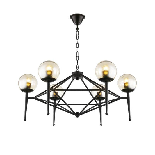 6/8-Bulb Ceiling Lamp with Globe Shade Clear Glass Pendant Light - Rebooters