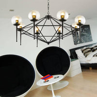 6/8-Bulb Ceiling Lamp with Globe Shade Clear Glass Pendant Light - Rebooters