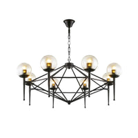 6/8-Bulb Ceiling Lamp with Globe Shade Clear Glass Pendant Light - Rebooters