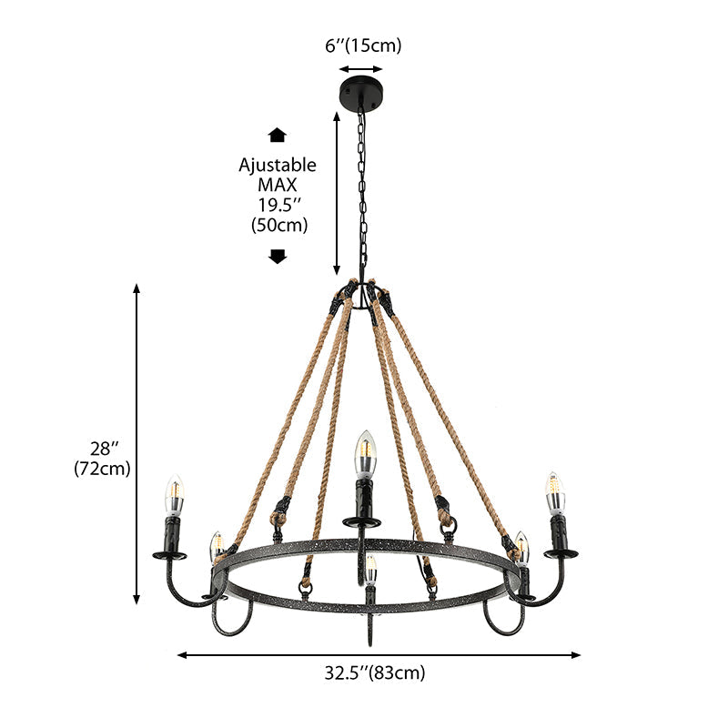 Vintage Candle Chandelier Lamp with Open Bulb 6 Heads - Rebooters