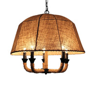 Beige Multi Light Chandelier Lighting Industrial Fabric Dome Shade - Rebooters