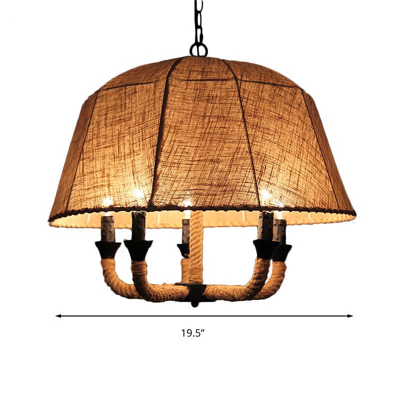 Beige Multi Light Chandelier Lighting Industrial Fabric Dome Shade - Rebooters
