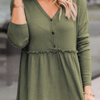 Women's Casual Solid Color V-Neck Top With Buckle Rebooters Womens Shirts