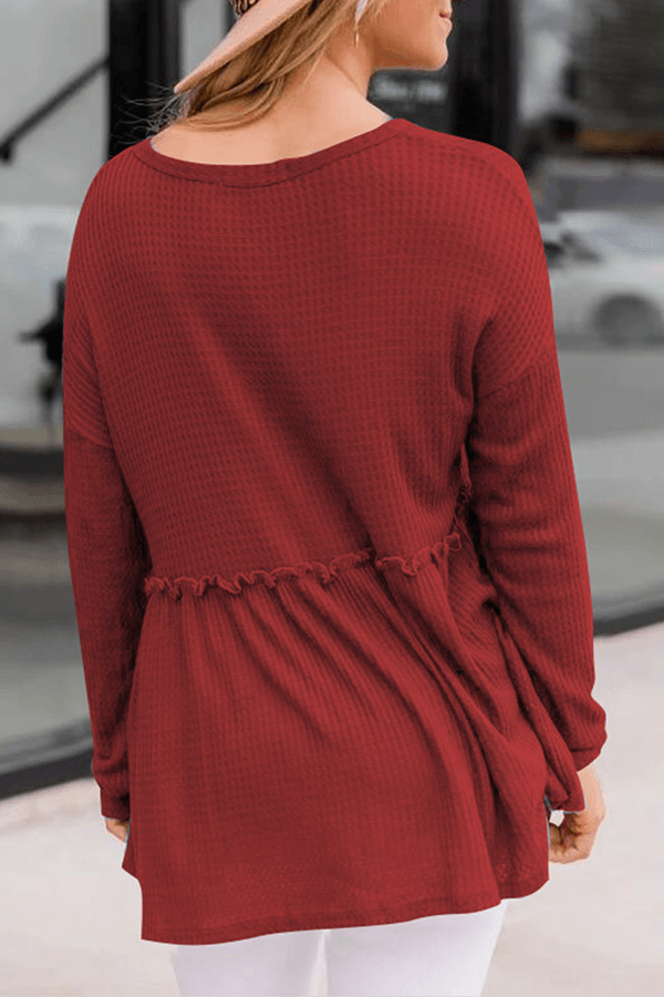 Women's Casual Solid Color V-Neck Top With Buckle Rebooters Womens Shirts