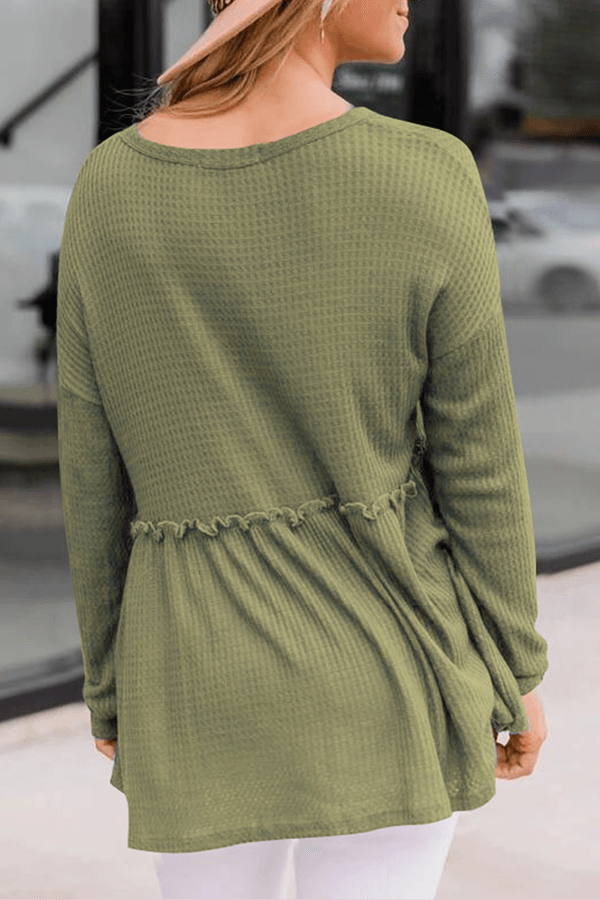 Women's Casual Solid Color V-Neck Top With Buckle Rebooters Womens Shirts