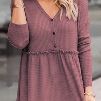 Women's Casual Solid Color V-Neck Top With Buckle Rebooters Womens Shirts