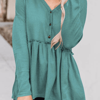 Women's Casual Solid Color V-Neck Top With Buckle Rebooters Womens Shirts