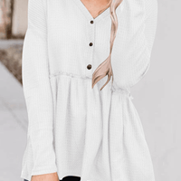 Women's Casual Solid Color V-Neck Top With Buckle Rebooters Womens Shirts