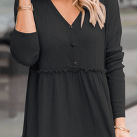 Women's Casual Solid Color V-Neck Top With Buckle Rebooters Womens Shirts