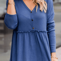 Women's Casual Solid Color V-Neck Top With Buckle Rebooters Womens Shirts