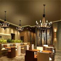 6 Bulb Chandelier Pendant Light Vintage Wagon Wheel Lamp Black - Rebooters