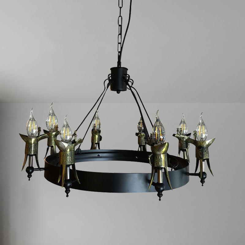Bare Bulb Metal Hanging Lamp Antique Style Brass Chandelier - Rebooters