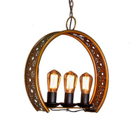 Bare Bulb Metal Hanging Light Three-Light Brass Chandelier - Rebooters