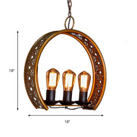 Bare Bulb Metal Hanging Light Three-Light Brass Chandelier - Rebooters