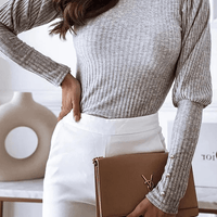 Women's Long Sleeve Turtleneck Top for Casual Chic Wear Rebooters Womens Shirts