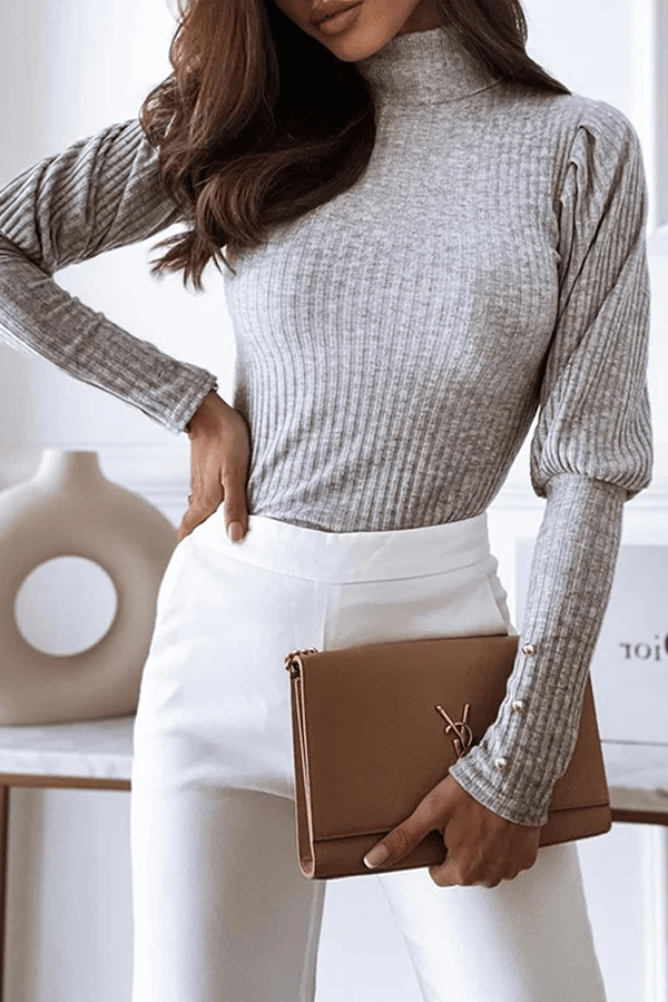 Women's Long Sleeve Turtleneck Top for Casual Chic Wear Rebooters Womens Shirts