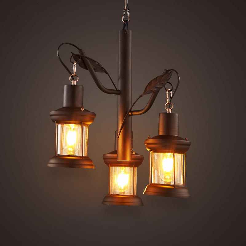 Factory Kerosene Lamp Drop Pendant 3 Heads Black Chandelier - Rebooters