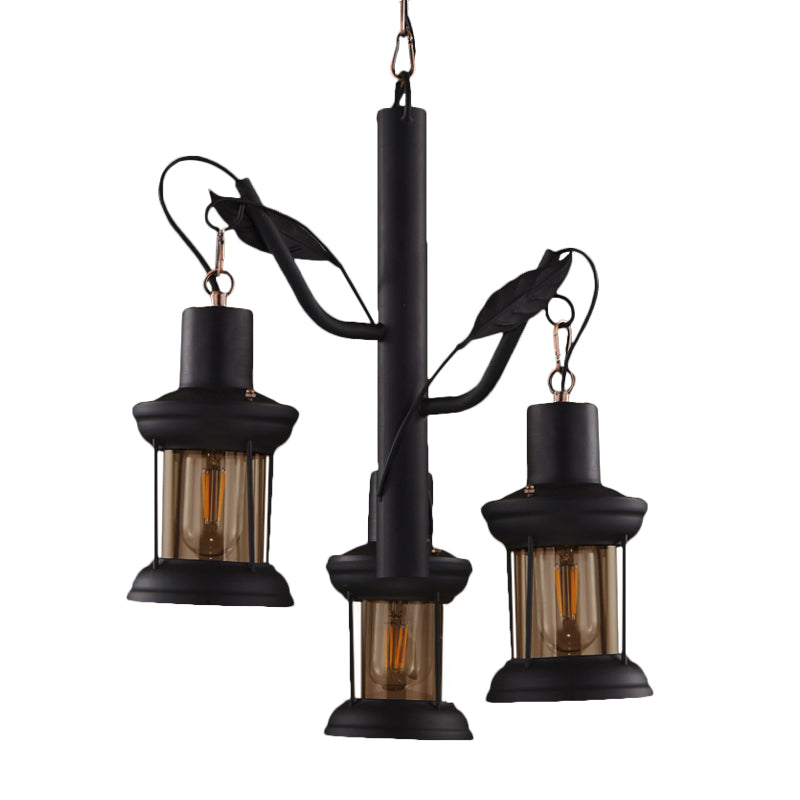 Factory Kerosene Lamp Drop Pendant 3 Heads Black Chandelier - Rebooters