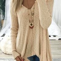 Women's Casual V-Neck Long Sleeve Sweater for Fall - Rebooters