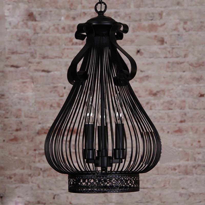 3 Lights Pendant Chandelier Loft Style Gourd-Like Metal Lamp - Rebooters