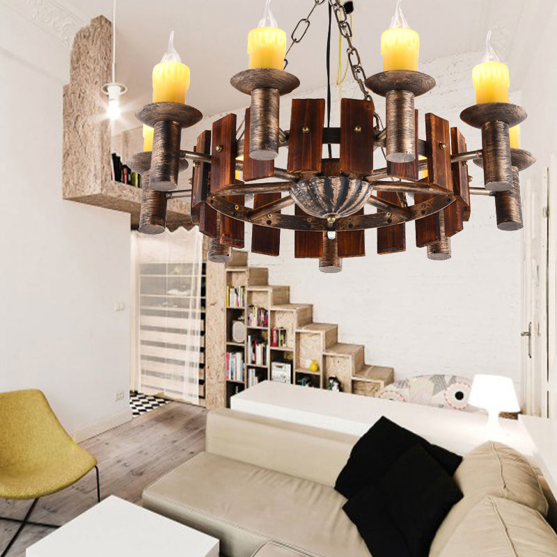 Candle Vintage Hanging Light Metal Chandeliers in Brass - Rebooters