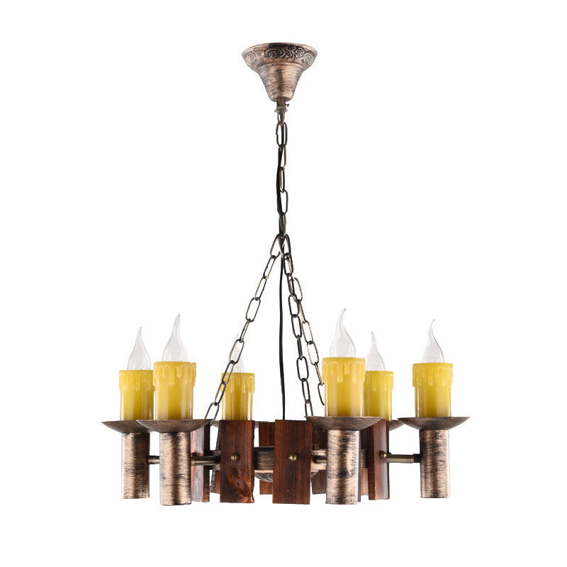 Candle Vintage Hanging Light Metal Chandeliers in Brass - Rebooters