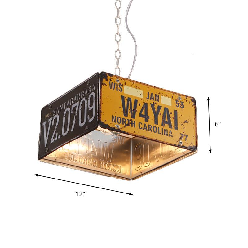 Metal Box Hanging Lamp Three-light Vintage Chandeliers for Bistro - Rebooters