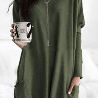 Women's Round Neck Long Sleeve With Pocket Loose Sweater - Rebooters