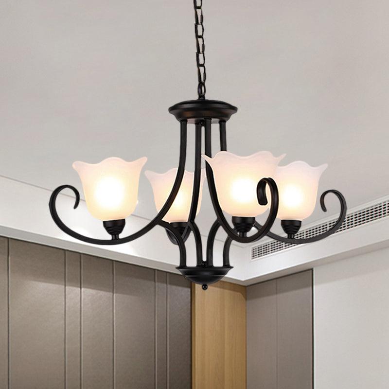 Black 4/6/8-Bulb Ceiling Chandelier Frosted Glass Light - Rebooters