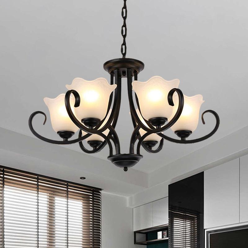 Black 4/6/8-Bulb Ceiling Chandelier Frosted Glass Light - Rebooters