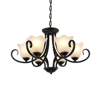 Black 4/6/8-Bulb Ceiling Chandelier Frosted Glass Light - Rebooters