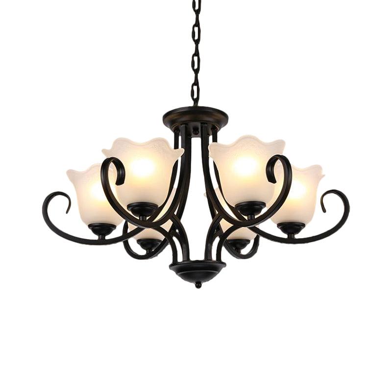 Black 4/6/8-Bulb Ceiling Chandelier Frosted Glass Light - Rebooters