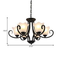 Black 4/6/8-Bulb Ceiling Chandelier Frosted Glass Light - Rebooters