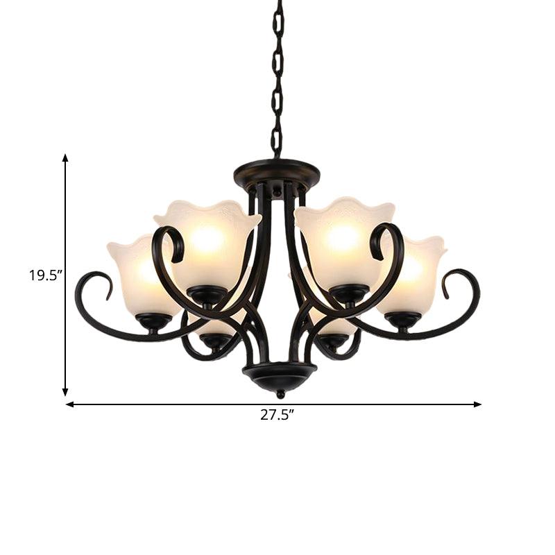 Black 4/6/8-Bulb Ceiling Chandelier Frosted Glass Light - Rebooters