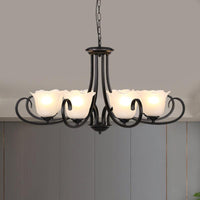 Black 4/6/8-Bulb Ceiling Chandelier Frosted Glass Light - Rebooters