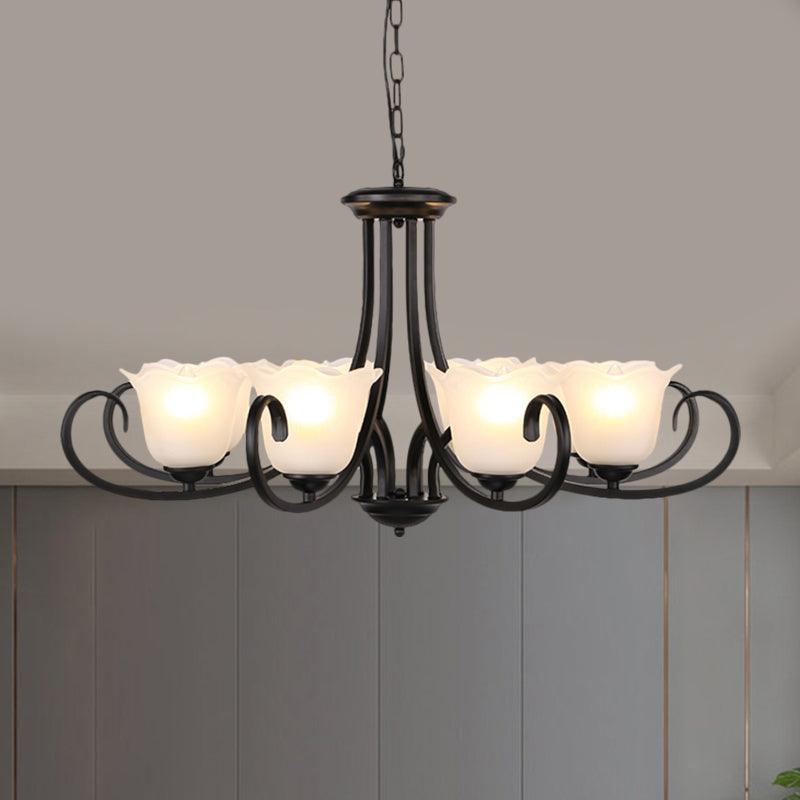 Black 4/6/8-Bulb Ceiling Chandelier Frosted Glass Light - Rebooters