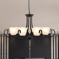Black 4/6/8-Bulb Ceiling Chandelier Frosted Glass Light - Rebooters