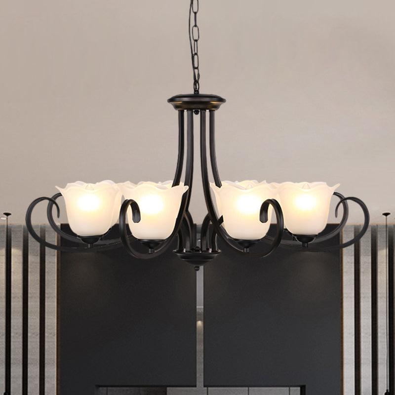 Black 4/6/8-Bulb Ceiling Chandelier Frosted Glass Light - Rebooters